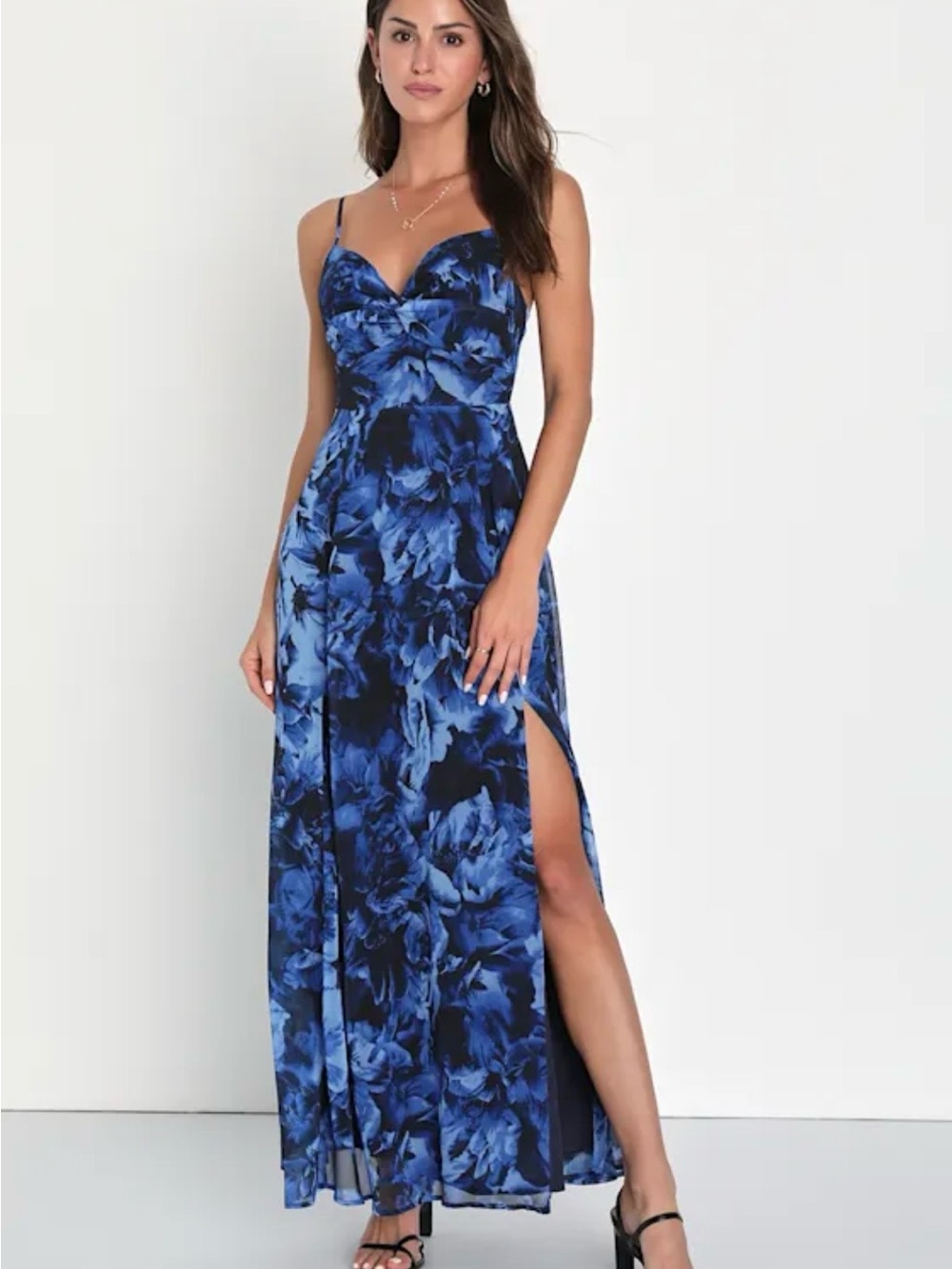 Beautiful Soul Blue Floral Print Twist-Front Maxi